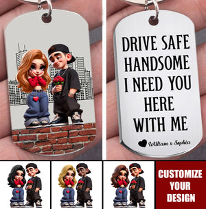 Y2K Couple Personalized Stainless Steel Keychain - Valentine's Day Gift For Couple