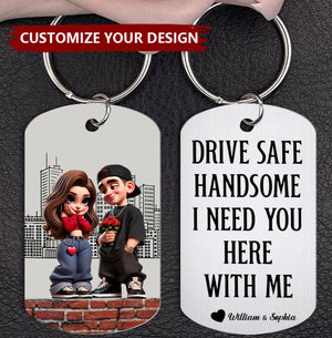 Y2K Couple Personalized Stainless Steel Keychain - Valentine's Day Gift For Couple