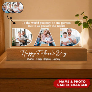 DAD Photo Insert Happy Father's Day Personalized Acrylic Block LED Night Light