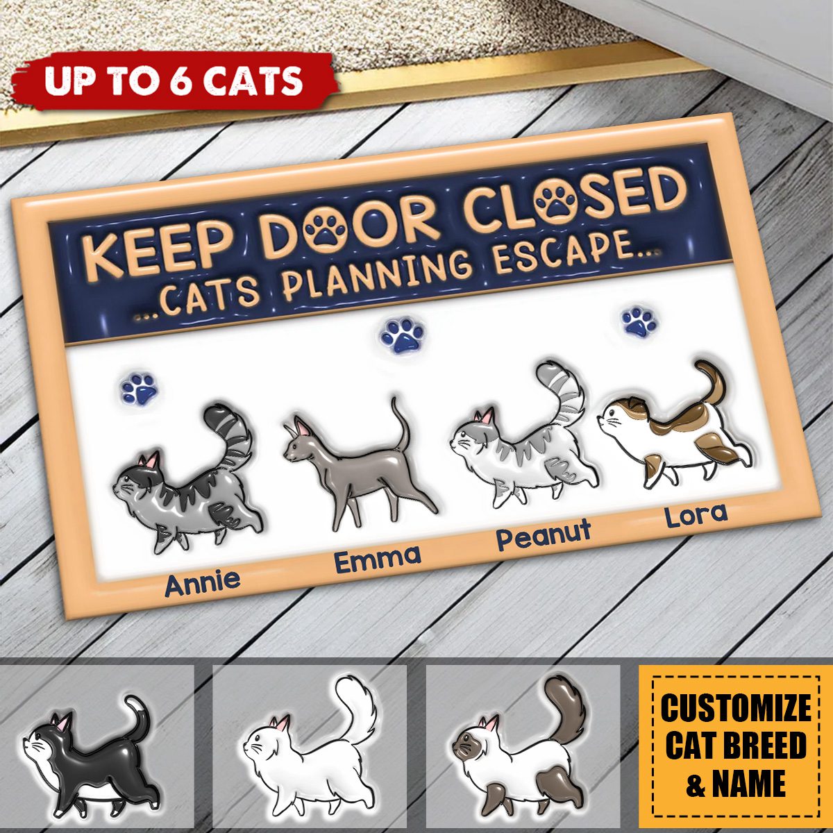 Keep Door Closed - Personalized 3D Inflated Effect Doormat