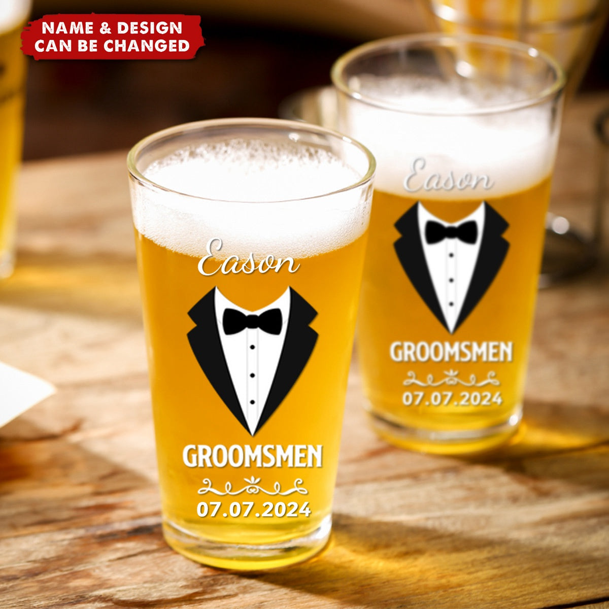 Wedding Gift For Groomsmen - Personalized Beer Glass