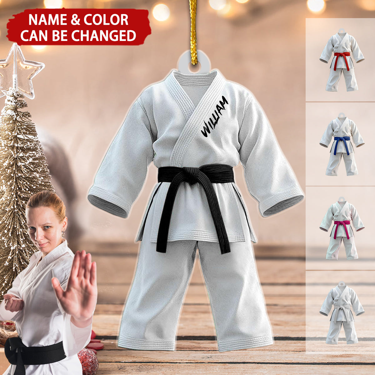 Karate Uniform Personalized Christmas Ornament, Gift For Karate Lover