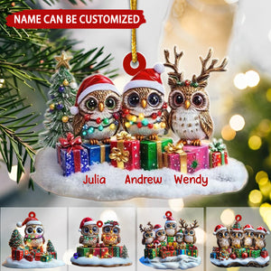 Owl Be Home For Christmas Personalized Family Ornament