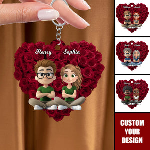 Love Rose Couple - Personalized Acrylic Keychain