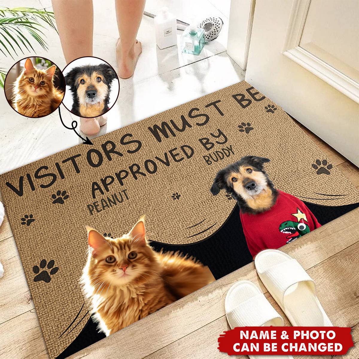 Custom Photo Visitors Must Be Approved By This Dog - Dog & Cat Personalized Doormat - House Warming Gift For Pet Owners, Pet Lovers