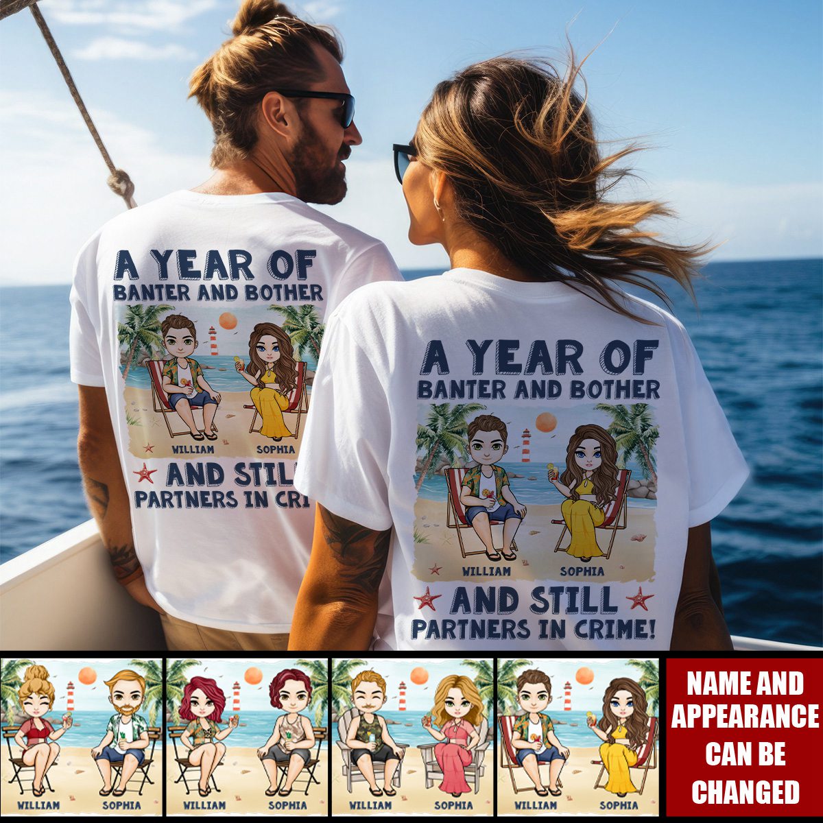 Still Partners - Personalized Couple Back Printed T-Shirt