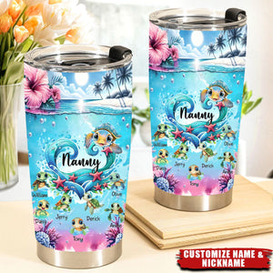 Grandma Turtle Wave Heart Shape Personalized Tumbler