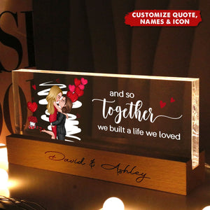 Be Mine Couple Kissing Personalized Acrylic LED Night Light, Anniversary Gift