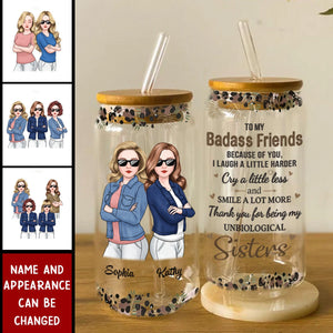 I Smile A Lot More - Bestie Personalized Custom Glass Cup, Iced Coffee Cup - Gift For Best Friends, BFF, Sisters