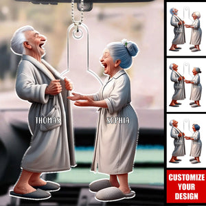 Funny Old Couple - Personalized Acrylic Car Ornament