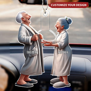 Funny Old Couple - Personalized Acrylic Car Ornament