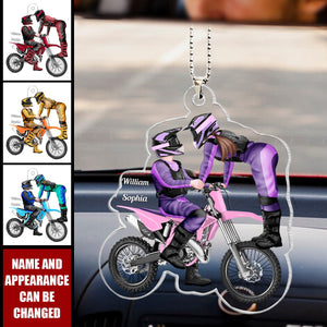 Motocross Couple - Personalized Gifts For Motocross Couple Car Ornament