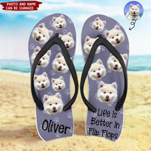 Life Is Better In Flip Flops Custom Photo - Personalized Photo Flip Flops