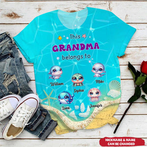 This Grandma Blong To - Grandkids And Name, Love Ocean, Gift For Mom - Personalized 3D T-shirt