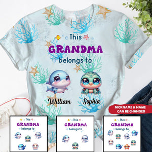 This Grandma Blong To - Grandkids And Name, Love Ocean, Gift For Mom - Personalized 3D T-shirt