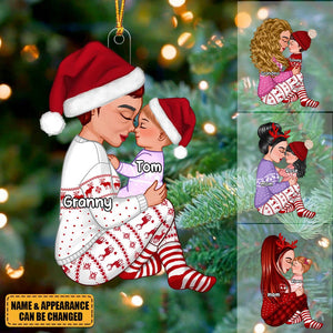 Grandma Mom Holding Kid Personalized Acrylic Christmas Ornament