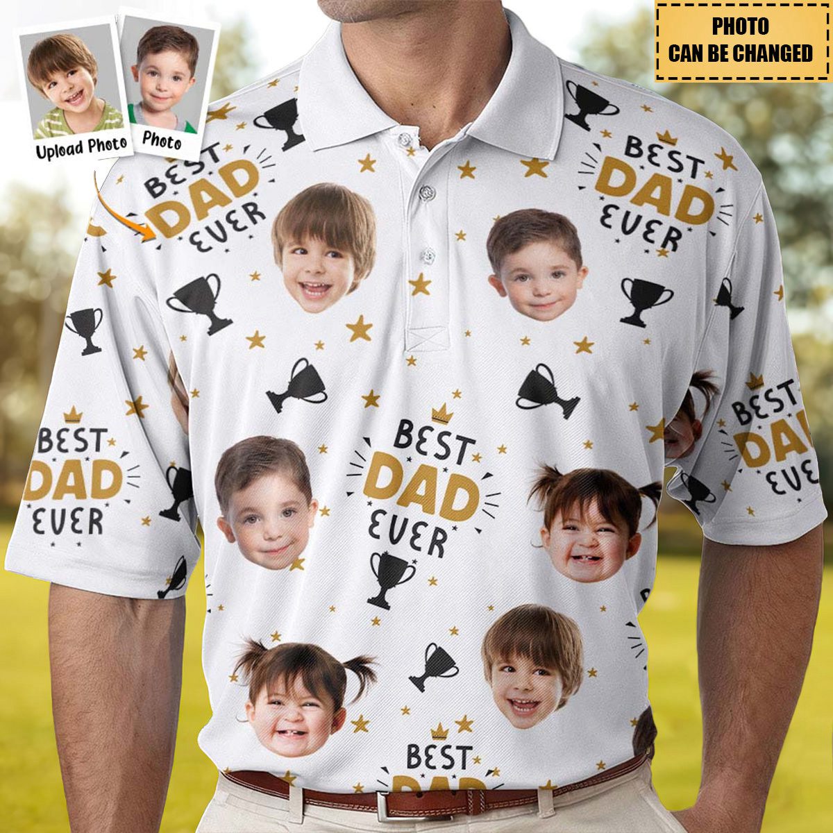 Best Dad Ever - Personalized Photo Polo Shirt