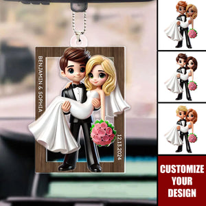 Mr Mrs Married Couple - Personalized 2-Layered Acrylic Car Ornament