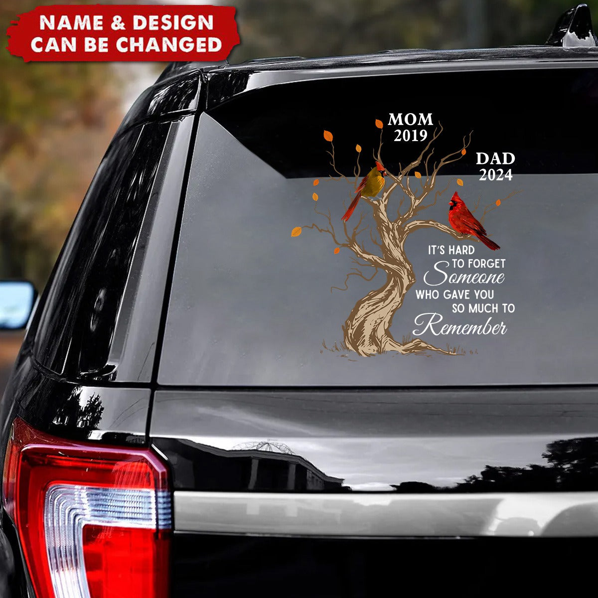 Hard To Forget Someone Cardinal Family Memorial Remembrance Personalized Decal