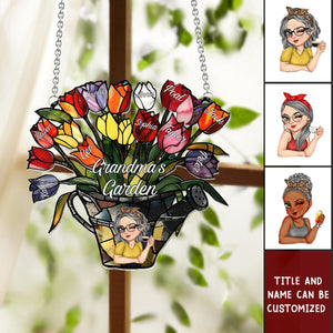 Grandma's Garden - Personalized Grandma Window Hanging Suncatcher Ornament