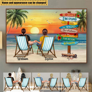 Summer Couple Sitting Be Happy Personalized Poster