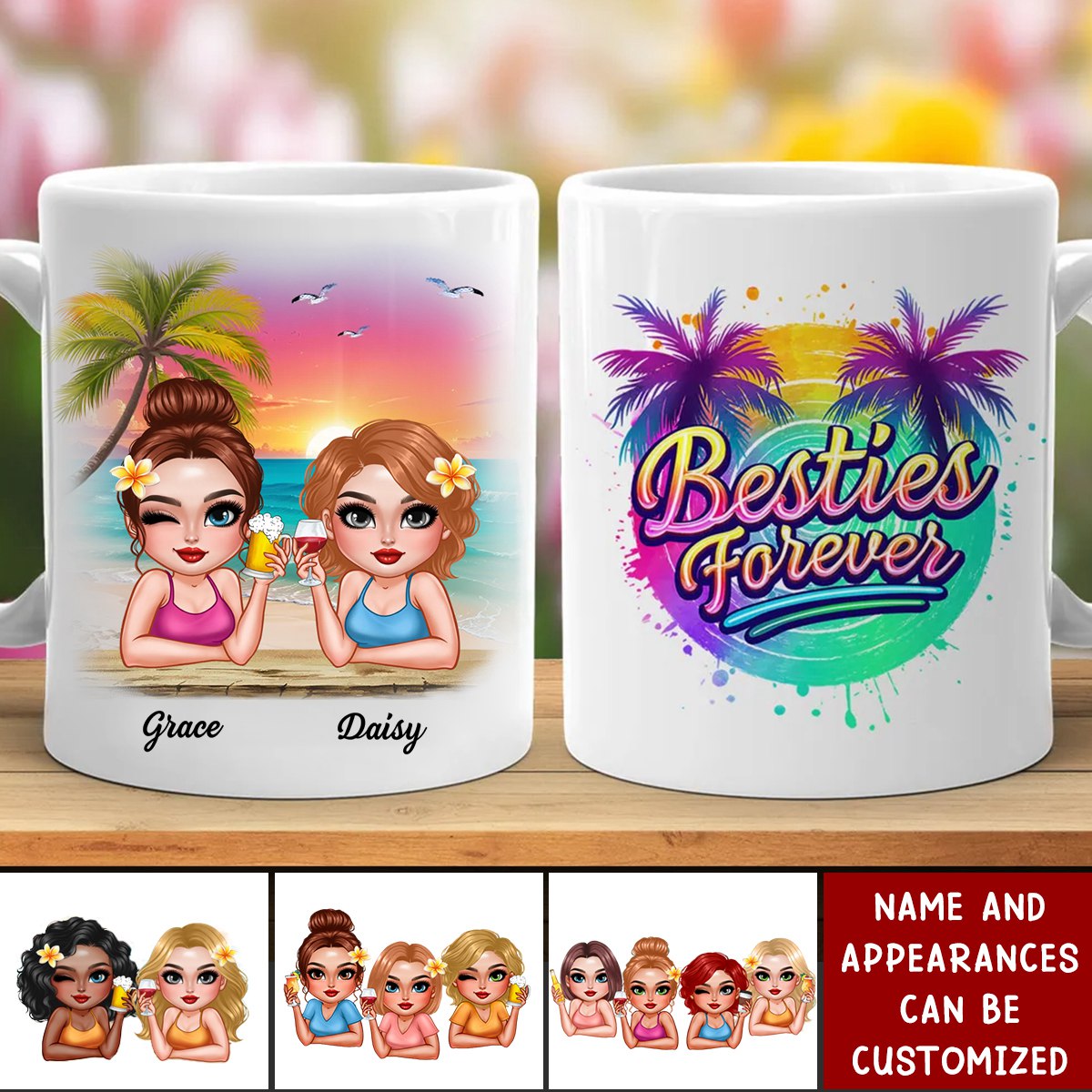 Summer Happy Besties Forever - Personalized Mug