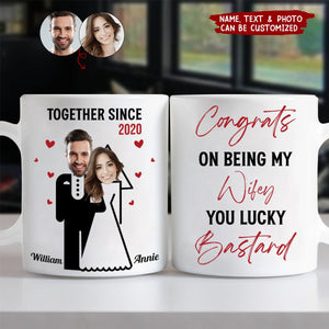 Congrats On Being My Wifey - Personalized Photo Mug