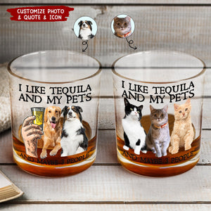 I Like Bourbon And My Dogs And Maybe 3 People - Personalized Photo Whiskey Glass