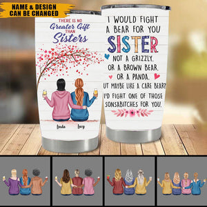 There Is No Greater Gift Than Sisters - Personalized Tumbler Cup - Hoodie Girls Sitting