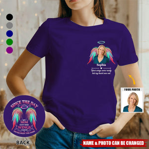 Custom Photo I'm Right Here, In Your Heart - Memorial Personalized Custom Back And Front Printed Unisex T-shirt - Sympathy Gift For Family Members