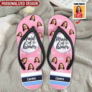 Custom Photo Bride Maids Squad - Personalized Photo Flip Flops