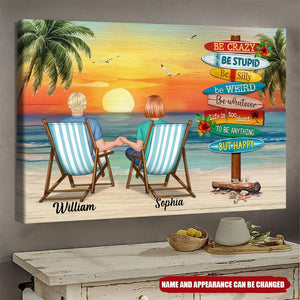 Summer Couple Sitting Be Happy Personalized Poster