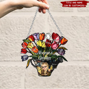 Grandma's Garden - Personalized Grandma Window Hanging Suncatcher Ornament