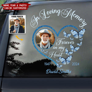 In Loving Memory Sparkling Heart Memorial Butterflies Personalized Decal