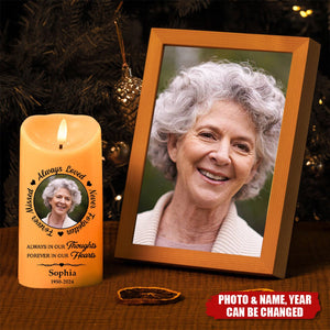 Custom Photo Always In Our Thoughts - Memorial Personalized LED Candle