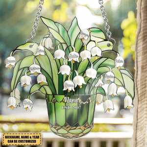 Lily Of The Valley Nana Mom Great Grandma - Personalized Window Hanging Suncatcher Ornament