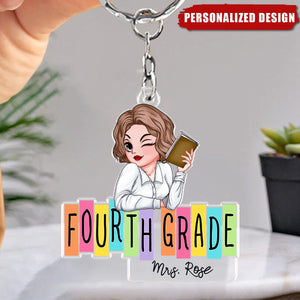 Pretty Teacher Doll Gift for Teacher Educator Counselor Personalized Keychain