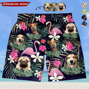 Custom Photo Funny Family Pet Face - Funny Gift For Pet Lovers - Personalized Custom Unisex Beach Shorts