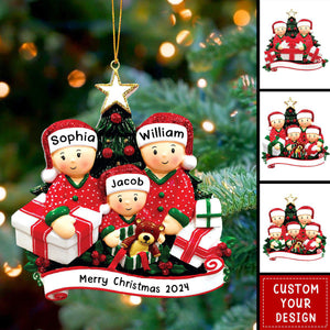 Family Under Christmas Tree Personalized Resin Christmas Ornament