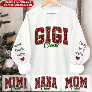 Glitter Gigi Claus Christmas And Kids Personalized Sweatshirt