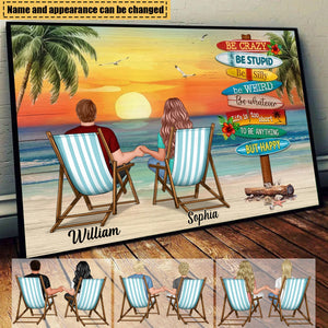 Summer Couple Sitting Be Happy Personalized Poster