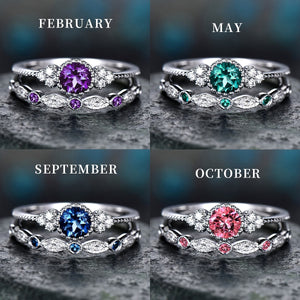 Elegant Stacking Personalized Birthstone Rings, Gift For Grandma Mom