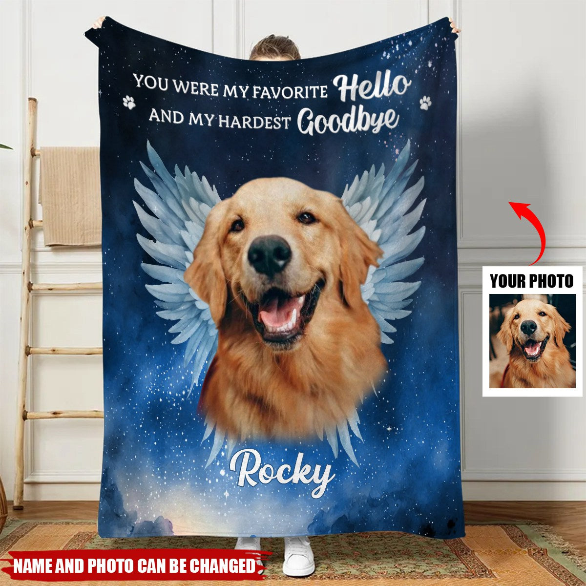 Custom Photo Your Wings Were Ready But My Heart Was Not - Memorial Personalized Blanket - Gift For Pet Owners, Pet Lovers