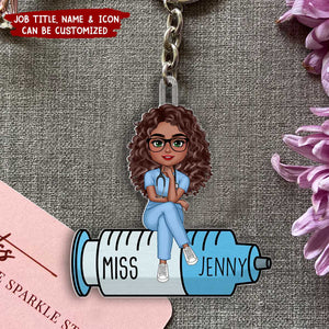 Doll Nurse Sitting Personalized Acrylic Keychain