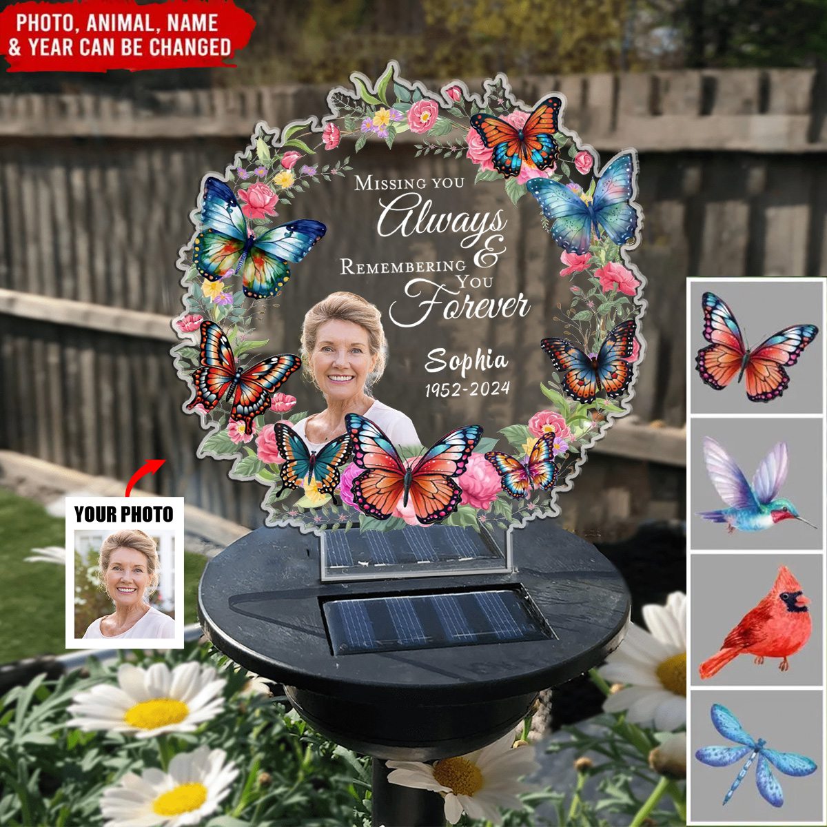 Missing You Always & Remembering You Forever - Personalized Solar Light