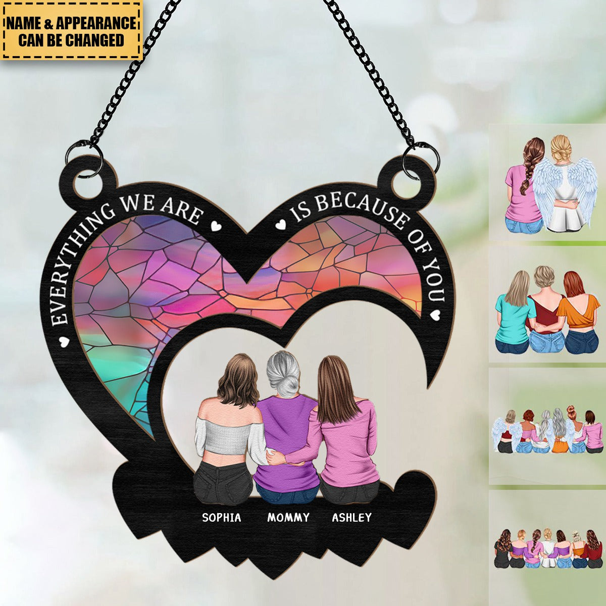 Everything We Are Is Because Of You - Personalized Window Hanging Suncatcher Ornament