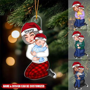 Cute Grandma Hugging Grandkid Christmas Gift For Granddaughter Grandson Personalized Acrylic Ornament