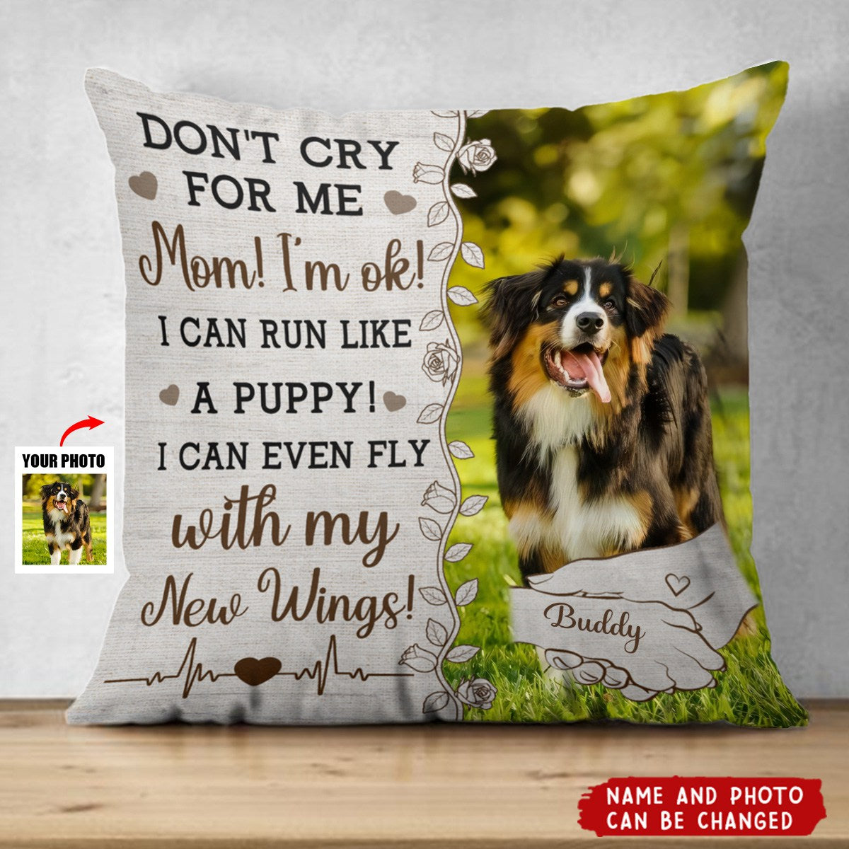 Don't Cry For Me, Mom - Personalized Photo Pillow