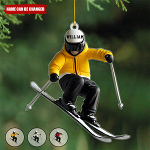 Skiing Fun Personalized Name Shaped Ornament, Gift Idea For Skiing Lovers