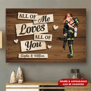 All Of Me Loves All Of You Couple Hugging Kissing Personalized Poster